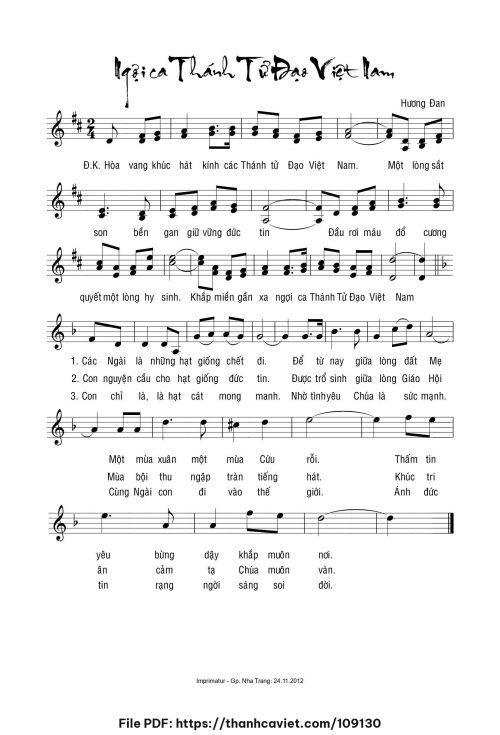 Ngợi ca Thánh Tử Đạo Việt Nam - Sr. Hương Đan - trang 1