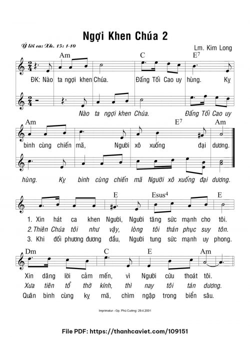 Ngợi Khen Chúa 2 - Lm. Kim Long - trang 1