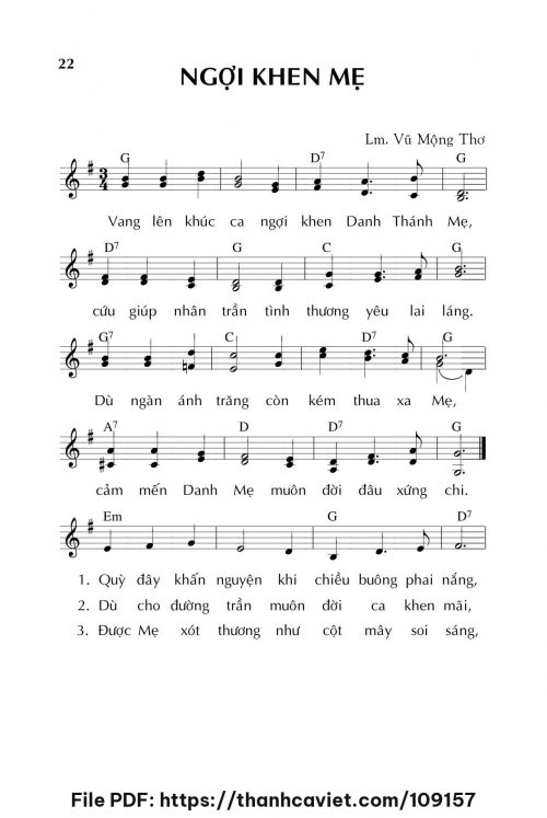 Ngợi khen Mẹ - Lm. Vũ Mộng Thơ - trang 1