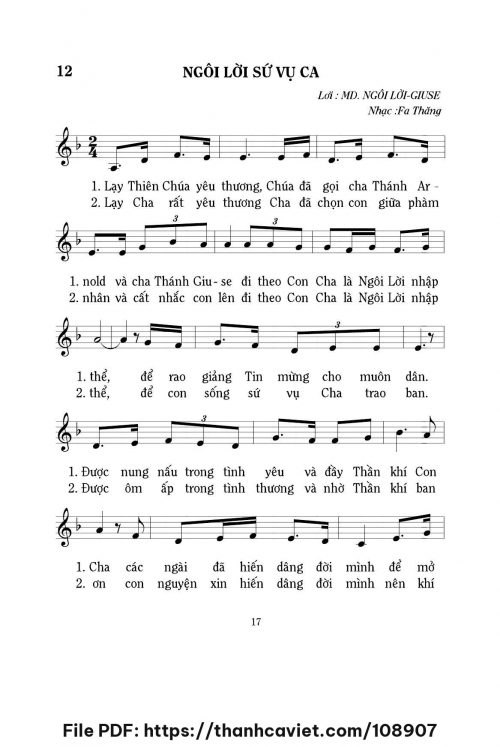 Ngôi Lời sứ vụ ca - Lm. Fa Thăng - trang 1