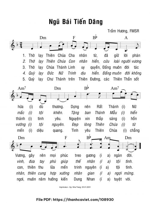 Ngũ bái tiến dâng - Sr. Trầm Hương - trang 1