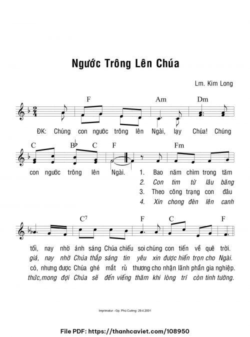 Ngước trông lên Chúa - Lm. Kim Long - trang 1
