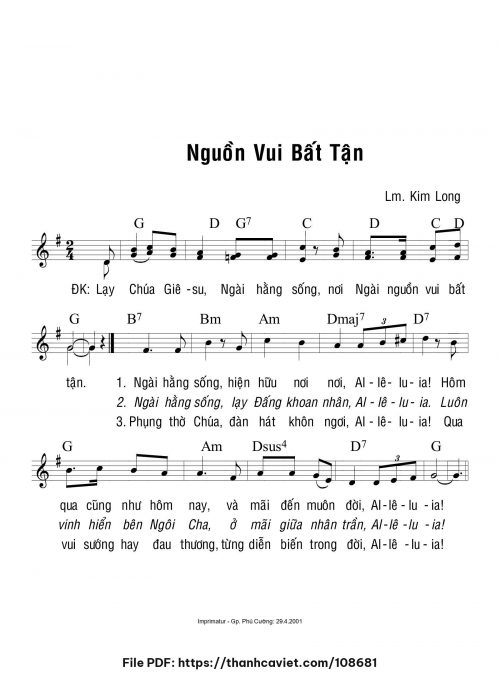 Nguồn vui bất tận - Lm. Kim Long - trang 1