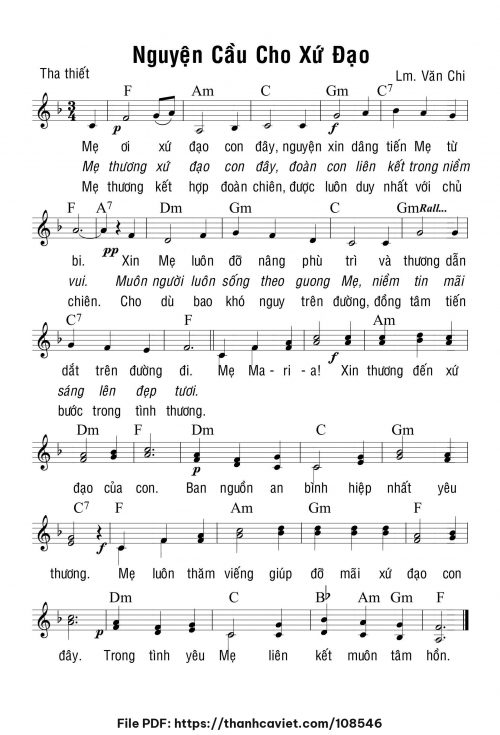 Nguyện cầu cho Xứ Đạo - Lm. Văn Chi - trang 1