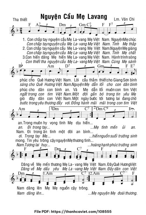 Nguyện cầu Mẹ La Vang - Lm. Văn Chi - trang 1
