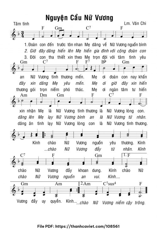 Nguyện Cầu Nữ Vương - Lm. Văn Chi - trang 1