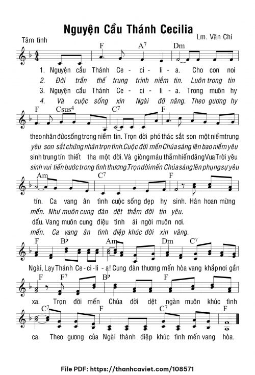 Nguyện cầu Thánh Cecilia - Lm. Văn Chi - trang 1
