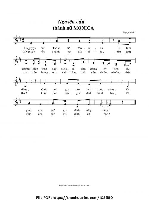 Nguyện cầu Thánh nữ Monica - Nguyên Hồ - trang 1