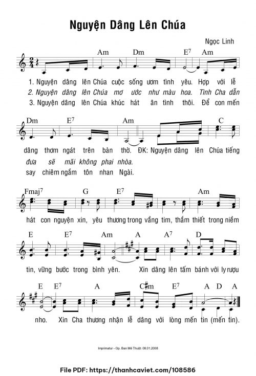 Nguyện dâng lên Chúa - Ngọc Linh - trang 1