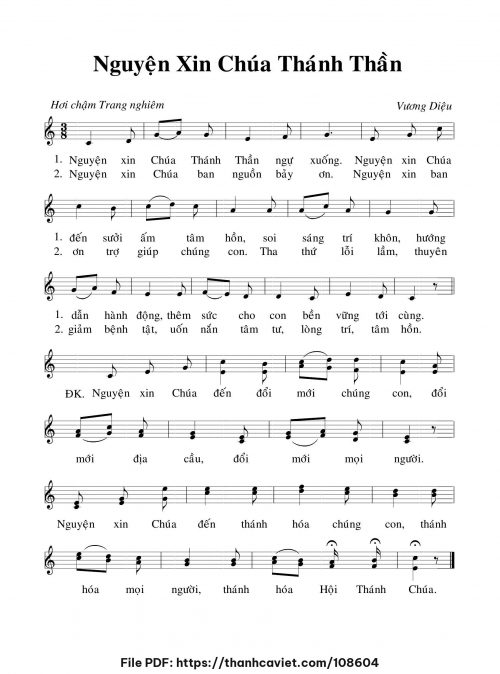 Nguyện xin Chúa Thánh Thần - Lm. Vương Diệu - trang 1