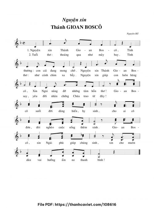 Nguyện xin Thánh Gioan Bosco - Nguyên Hồ - trang 1