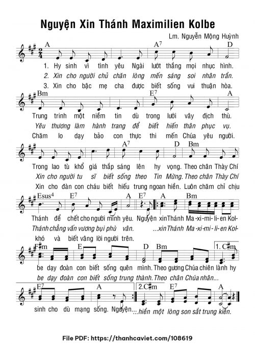 Nguyện xin Thánh Maximilien Kolbe - Lm. Nguyễn Mộng Huỳnh - trang 1