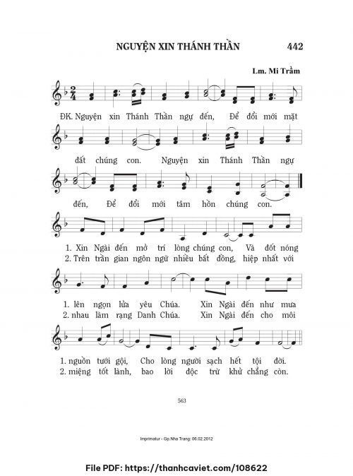 Nguyện xin Thánh Thần - Lm. Mi Trầm - trang 1