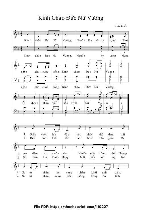 Kính chào Đức Nữ Vương - Hải Triều - trang 1
