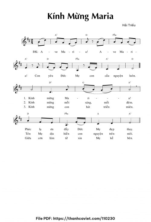 Kính Mừng Maria - Hải Triều - trang 1