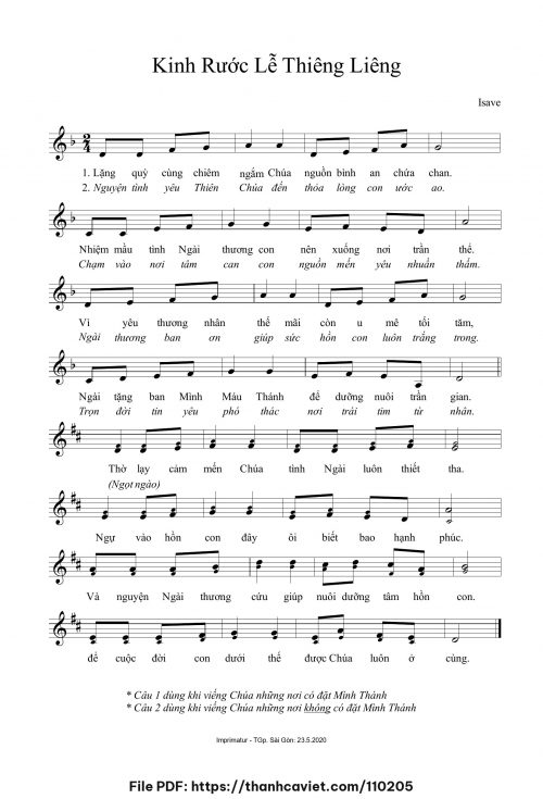 Kinh Rước Lễ Thiêng Liêng - Sr. Isave - trang 1