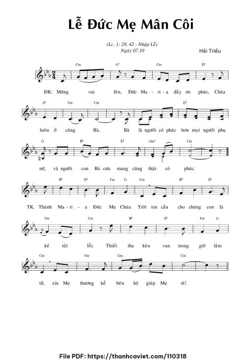 Lễ Đức Mẹ Mân Côi - Hải Triều - trang 1