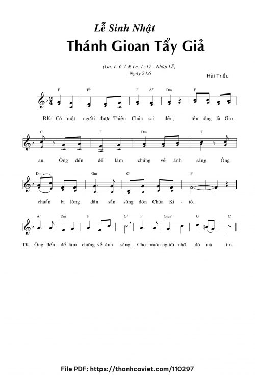 Lễ Sinh Nhật Thánh Gioan Tẩy Giả - Hải Triều - trang 1