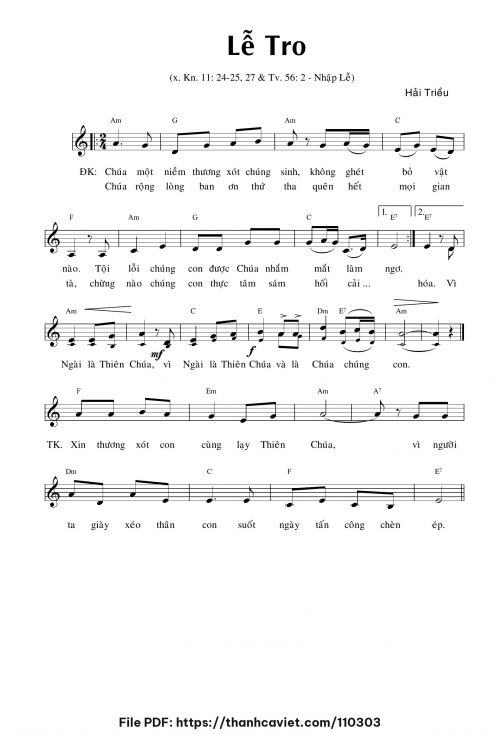 Lễ Tro - Hải Triều - trang 1