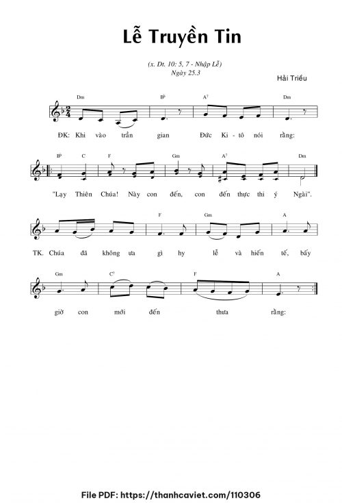 Lễ Truyền Tin - Hải Triều - trang 1