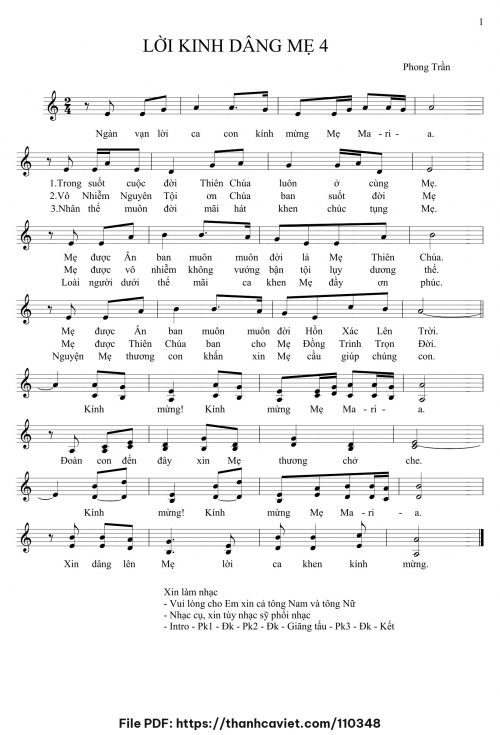 Lời kinh dâng Mẹ 4 - Lm. Phong Trần - trang 1