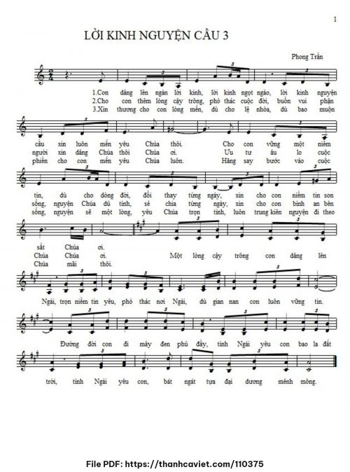 Lời kinh nguyện cầu 3 - Lm. Phong Trần - trang 1