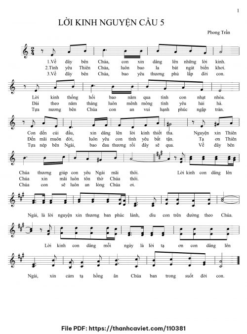 Lời kinh nguyện cầu 5 - Lm. Phong Trần - trang 1