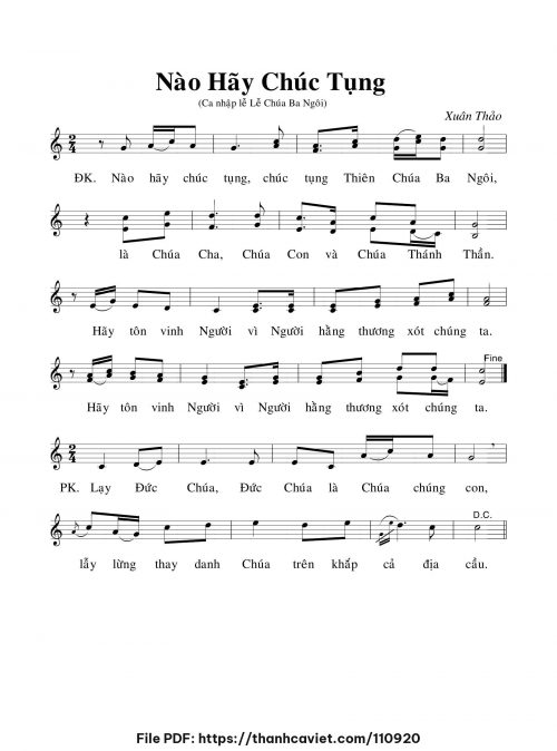 Nào Hãy Chúc Tụng - Lm. Xuân Thảo - trang 1