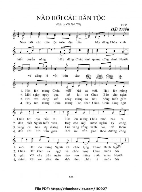 Nào hỡi các dân tộc - Hải Triều - trang 1