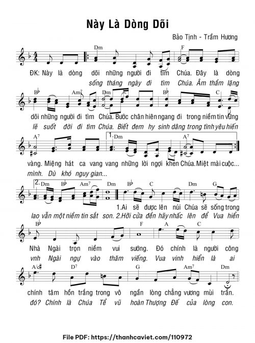 Này là dòng dõi - Bảo Tịnh - Sr. Trầm Hương - trang 1