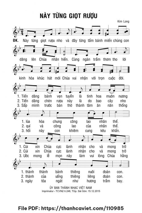 Này từng giọt rượu - Lm. Kim Long - trang 1