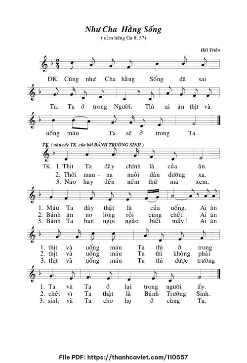 Như Cha hằng sống - Hải Triều - trang 1