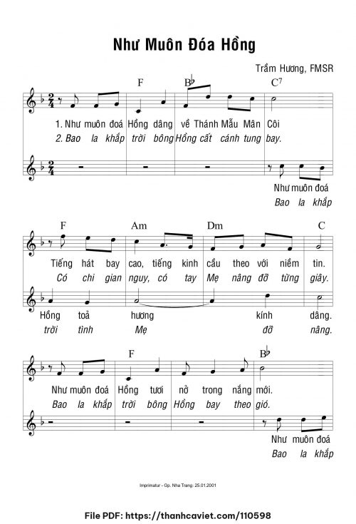 Như muôn đoá hồng - Sr. Trầm Hương - trang 1