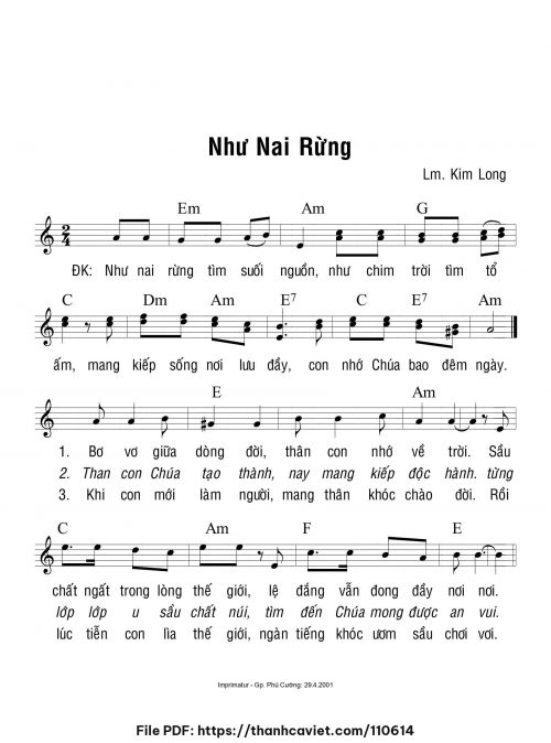 Như nai rừng - Lm. Kim Long - trang 1