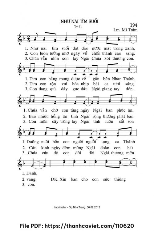 Như nai tìm suối - Lm. Mi Trầm - trang 1