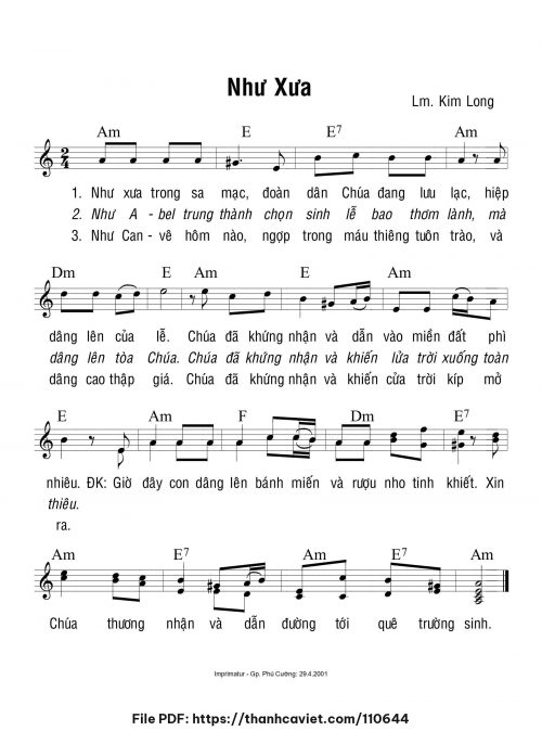 Như xưa - Lm. Kim Long - trang 1