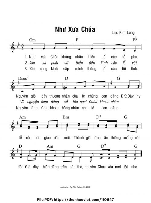Như xưa Chúa - Lm. Kim Long - trang 1