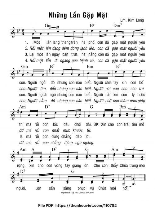 Những lần gặp mặt - Lm. Kim Long - trang 1