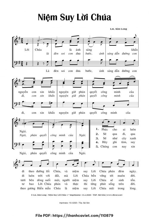Niệm suy lời Chúa - Lm. Kim Long - trang 1