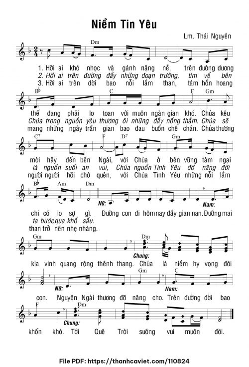 Niềm tin yêu - Lm. Thái Nguyên - trang 1