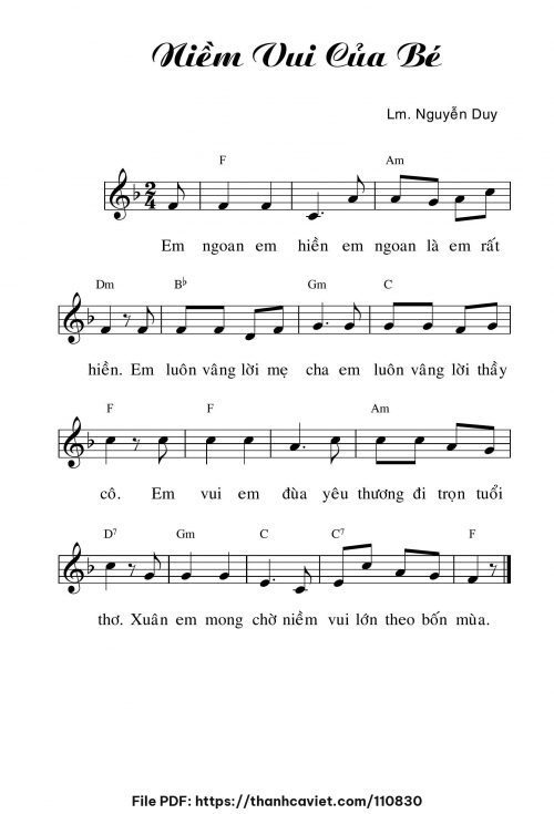 Niềm vui của bé - Lm. Nguyễn Duy - trang 1