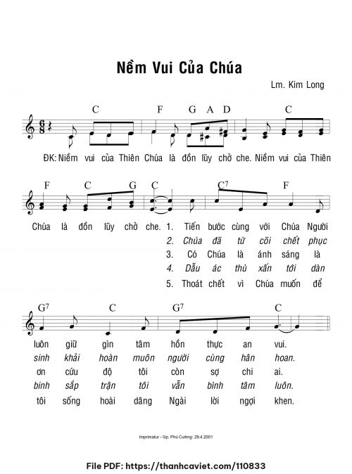 Niềm vui của Chúa - Lm. Kim Long - trang 1