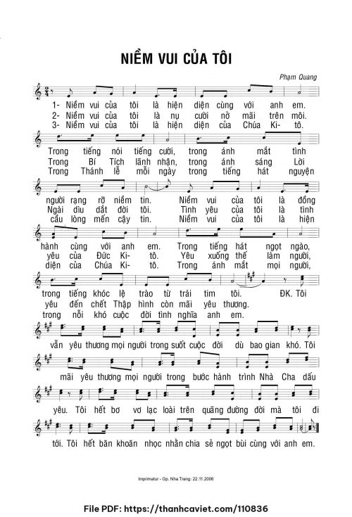 Niềm vui của tôi - Lm. Phạm Quang, OP - trang 1