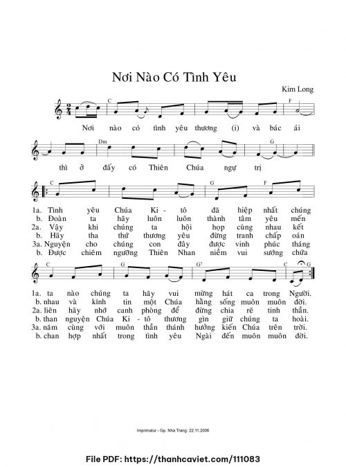 Nơi nào có tình yêu - Lm. Kim Long - trang 1
