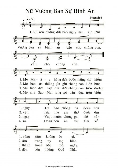 Nữ Vương ban sự bình an - Phanxicô - trang 1