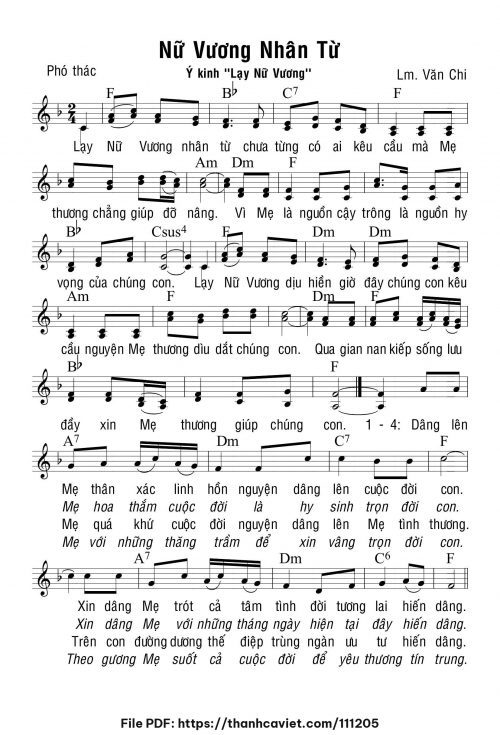 Nữ Vương nhân từ - Lm. Văn Chi - trang 1