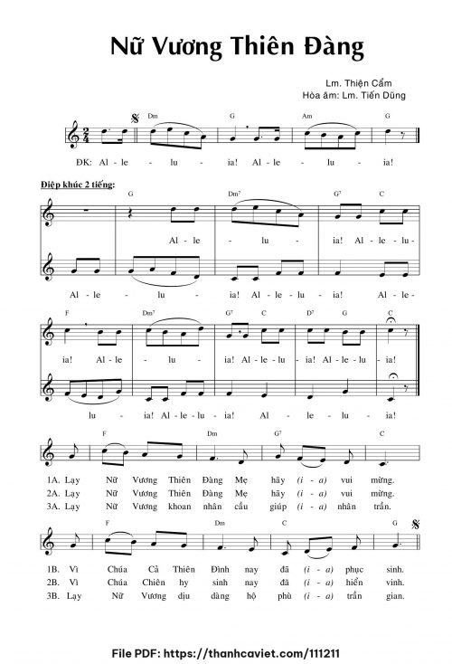 Nữ Vương Thiên Đàng - Lm. Thiện Cẩm - trang 1