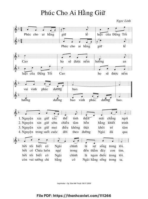 Phúc cho ai hằng giữ - Ngọc Linh - trang 1