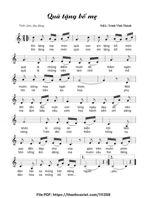 Quà tặng bố mẹ - Trịnh Vĩnh Thành - trang 1