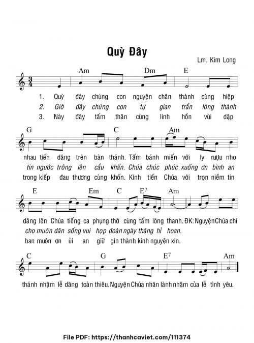 Quỳ đây - Lm. Kim Long - trang 1